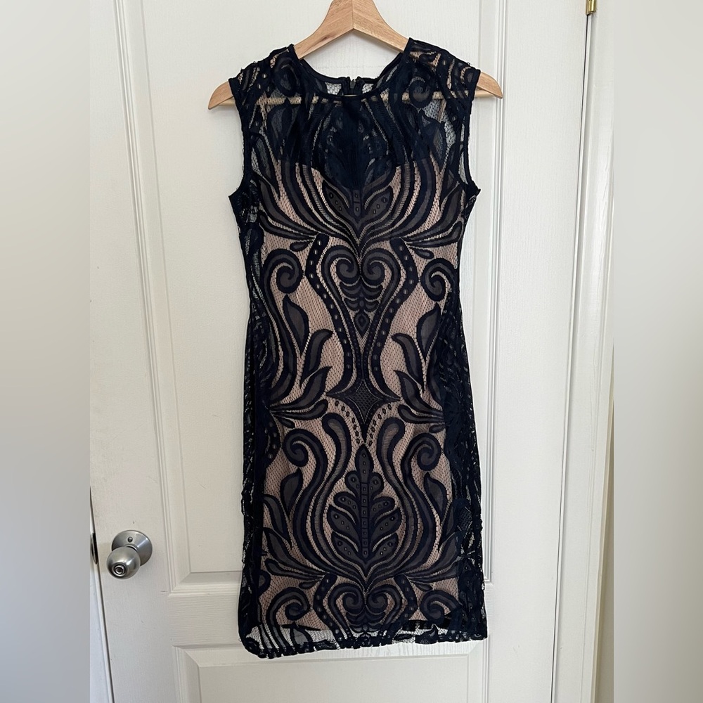 Dark blue lace dress with slip